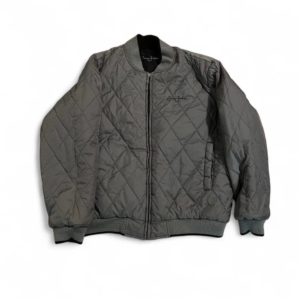 Sean John Black And Grey Reversible Bomber Jacket Men's Size XXL Y2K Surf Skate